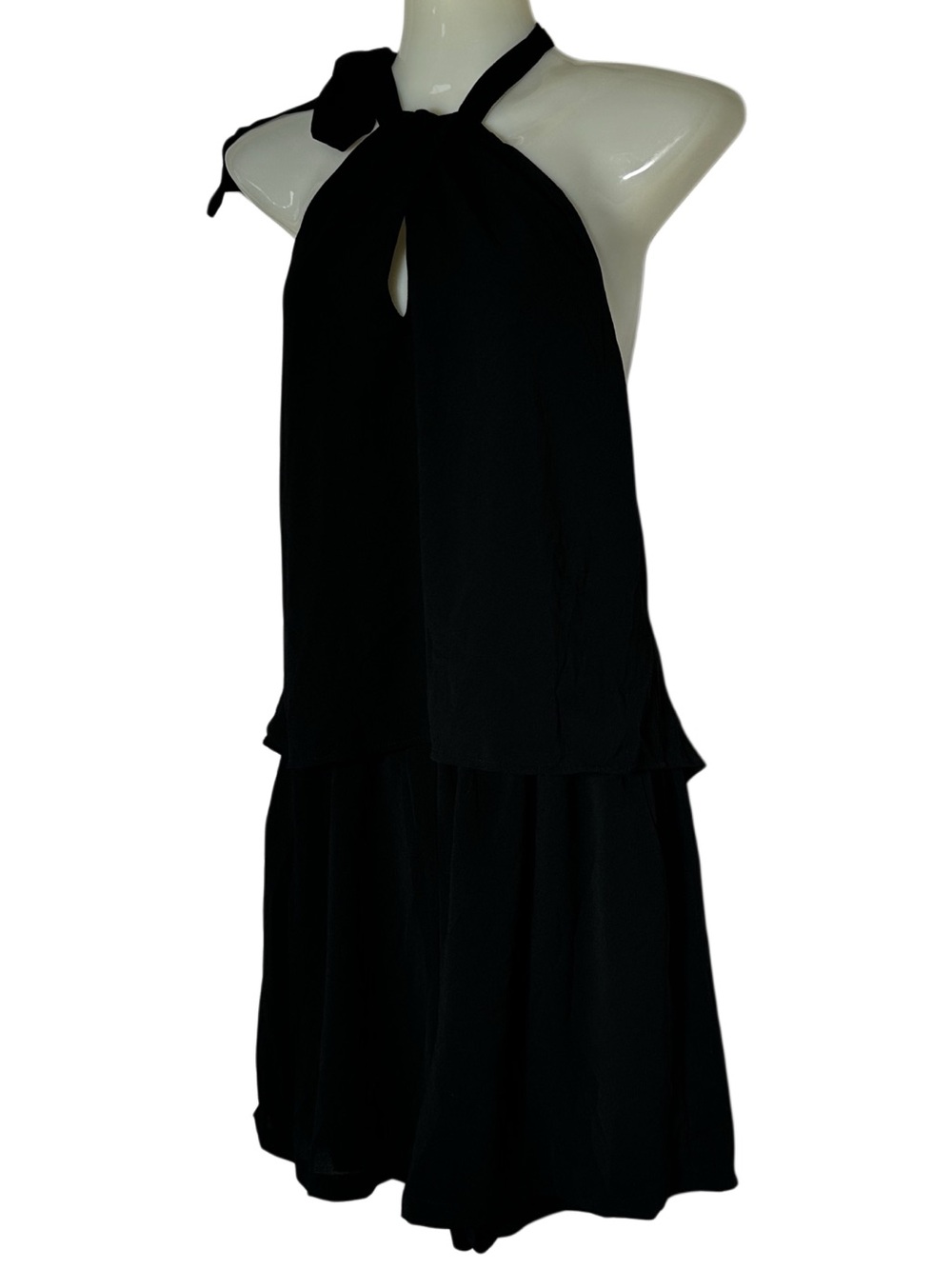 H&M Black Shorts Halter Neck Romper with Tie Size Medium Like New Elastic waist - Picture 2 of 10